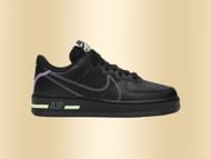Nike Air Force 1 React "Black Violet Star Barely Volt" (Image via StockX)